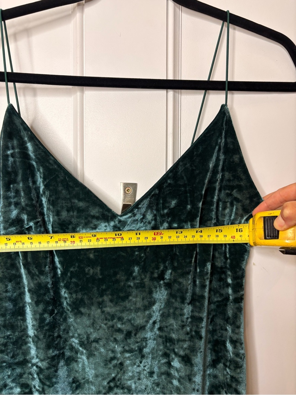 Velvet Slip Midi Dress - Deep Teal Green - Picture 10 of 12